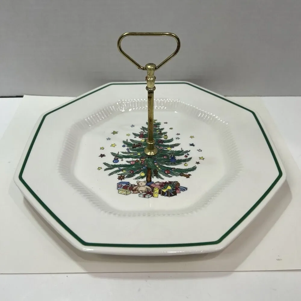 Nikko Christmastime Handled Tray Serving Christmas China EUC With Box Holiday
